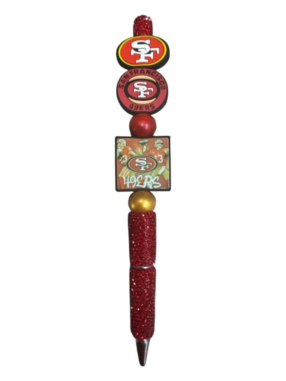 San Francisco 49ers Glitter Pen With Team Logo & Beads - NFL-Themed Office Suppl